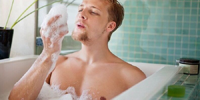 taking a bath and arousing a man